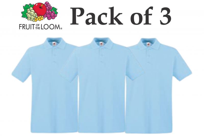 Fruit Of The Loom FotL Pack of 3-Sky blue