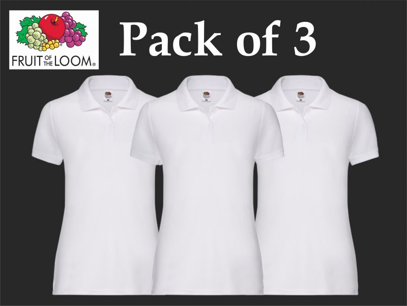 Fruit Of The Loom Ladies Pack of 3-White