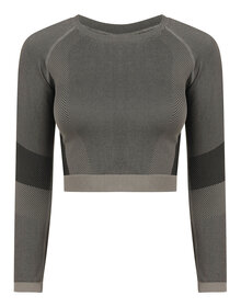 Ladies Seamless Panel Long Sleeve Crop top ST-TL352